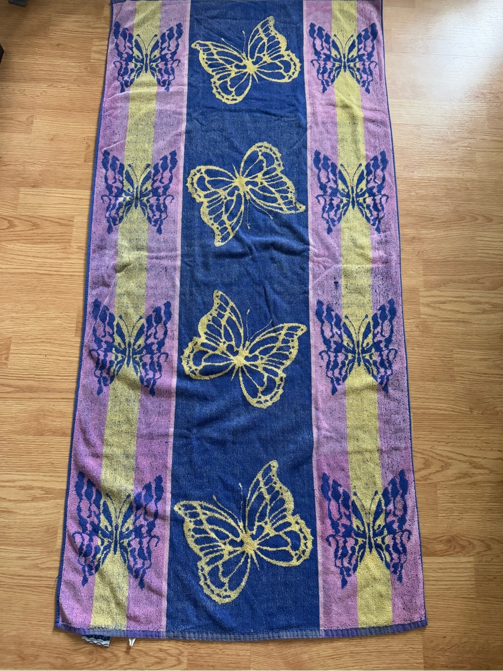Vtg 80s Cecil Saydah Karen Allen Butterfly Beach Towel Body Sheet Reversible